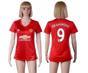 2016-17 Manchester United #9 IBRAHIMOVIC Home Soccer Women's Red AAA+ Shirt