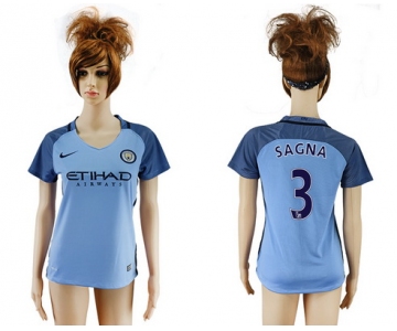 2016-17 Manchester City #3 SAGNA Away Soccer Women's Blue AAA+ Shirt