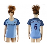 2016-17 Manchester City #6 FERNANDO.R Away Soccer Women's Blue AAA+ Shirt