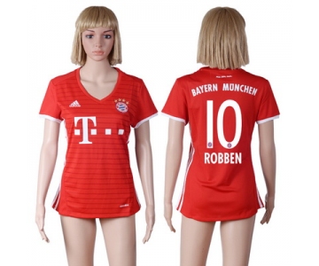 2016-17 Bayern Munich #10 ROBBEN Home Soccer Women's Red AAA+ Shirt