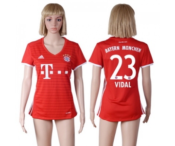 2016-17 Bayern Munich #23 VIDAL Home Soccer Women's Red AAA+ Shirt