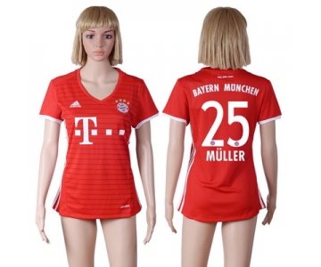 2016-17 Bayern Munich #25 MULLER Home Soccer Women's Red AAA+ Shirt