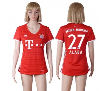 2016-17 Bayern Munich #27 ALABA Home Soccer Women's Red AAA+ Shirt