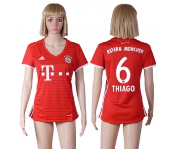 2016-17 Bayern Munich #6 THIAGO Home Soccer Women's Red AAA+ Shirt