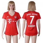 2016-17 Bayern Munich #7 RIBERY Home Soccer Women's Red AAA+ Shirt