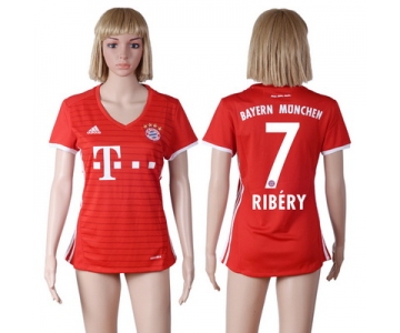 2016-17 Bayern Munich #7 RIBERY Home Soccer Women's Red AAA+ Shirt