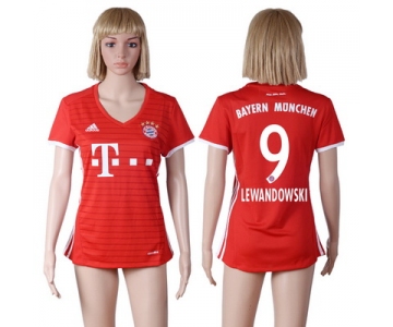 2016-17 Bayern Munich #9 LEWANDOWSKI Home Soccer Women's Red AAA+ Shirt