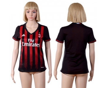 2016-17 AC Milan Blank or Custom Home Soccer Women's Black AAA+ Shirt