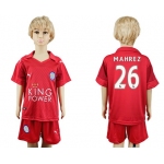 2016-17 Leicester City #26 MAHREZ Away Soccer Youth Red Shirt Kit