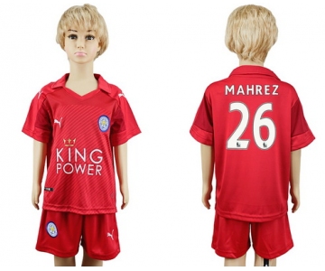 2016-17 Leicester City #26 MAHREZ Away Soccer Youth Red Shirt Kit