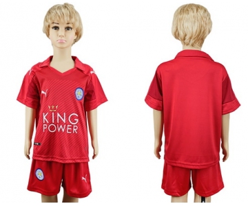 2016-17 Leicester City Blank or Custom Away Soccer Youth Red Shirt Kit