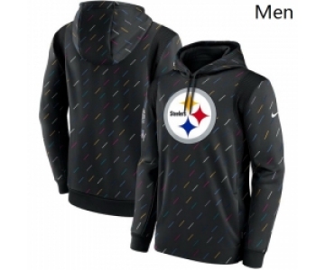 Men Pittsburgh Steelers Nike Charcoal 2021 NFL Crucial Catch Therma Pullover Hoodie