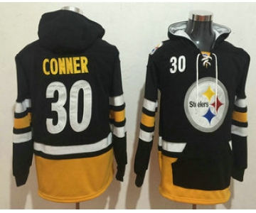 Men's Pittsburgh Steelers #30 James Conner NEW Black Pocket Stitched NFL Pullover Hoodie