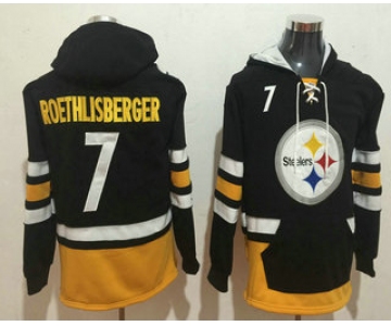 Men's Pittsburgh Steelers #7 Ben Roethlisberger NEW Black Pocket Stitched NFL Pullover Hoodie