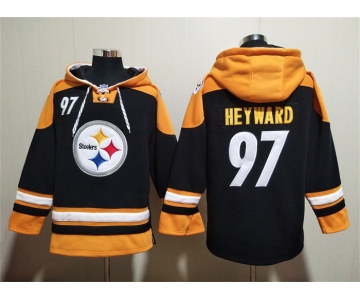 Men's Pittsburgh Steelers #97 Cameron Heyward Black Ageless Must-Have Lace-Up Pullover Hoodie