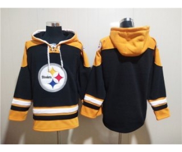 Men's Pittsburgh Steelers Bank Black Ageless Must-Have Lace-Up Pullover Hoodie