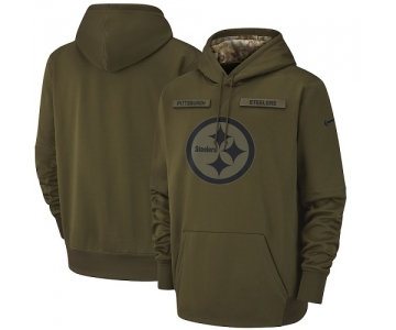 Men's Pittsburgh Steelers Nike Olive Salute to Service Sideline Therma Performance Pullover Hoodie