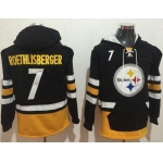 Nike Pittsburgh Steelers #7 Ben Roethlisberger Black Gold Name & Number Pullover NFL Hoodie