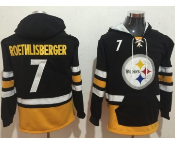 Nike Pittsburgh Steelers #7 Ben Roethlisberger Black Gold Name & Number Pullover NFL Hoodie