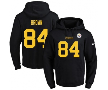 Nike Steelers #84 Antonio Brown Black(Gold No.) Name & Number Pullover NFL Hoodie