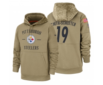 Pittsburgh Steelers #19 JuJu Smith-Schuster Nike Tan 2019 Salute To Service Name & Number Sideline Therma Pullover Hoodie