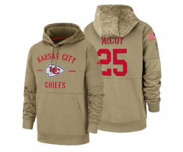 Kansas City Chiefs #25 Lesean Mccoy Nike Tan 2019 Salute To Service Name & Number Sideline Therma Pullover Hoodie