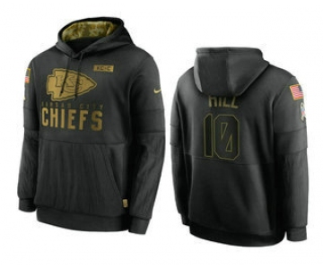 Men's Kansas City Chiefs #10 Tyreek Hill Black 2020 Salute To Service Sideline Performance Pullover Hoodie