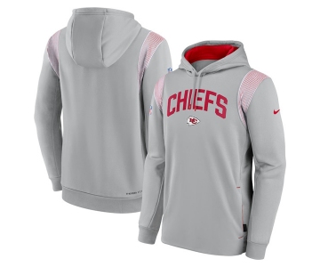 Men's Kansas City Chiefs Gray Sideline Stack Performance Pullover Hoodie