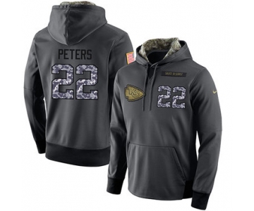 NFL Men's Nike Kansas City Chiefs #22 Marcus Peters Stitched Black Anthracite Salute to Service Player Performance Hoodie