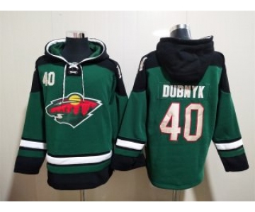 Men's Minnesota Wild #40 Devan Dubnyk Green Ageless Must-Have Lace-Up Pullover Hoodie