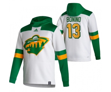 Minnesota Wild #13 Nick Bonino Adidas Reverse Retro Pullover Hoodie White