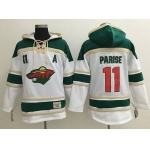 Wild #11 Zach Parise White Sawyer Hooded Sweatshirt Stitched NHL Jersey