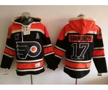 Flyers #17 Wayne Simmonds Black Sawyer Hooded Sweatshirt Stitched NHL Jersey