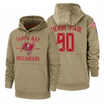 Tampa Bay Buccaneers #90 Jason Pierre-Paul Nike Tan 2019 Salute To Service Name & Number Sideline Therma Pullover Hoodie