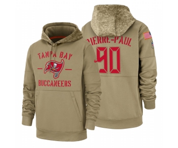 Tampa Bay Buccaneers #90 Jason Pierre-Paul Nike Tan 2019 Salute To Service Name & Number Sideline Therma Pullover Hoodie