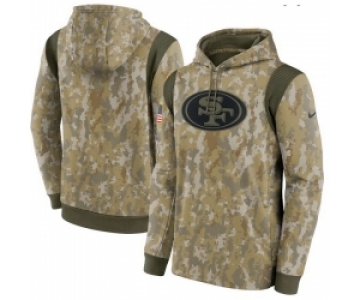 Men San Francisco 49ers Nike Camo 2021 Salute To Service Therma Performance Pullover Hoodie