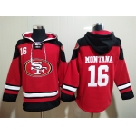 Men's San Francisco 49ers #16 Joe Montana Red Team Color New NFL Hoodie