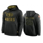 Men's San Francisco 49ers #25 Richard Sherman Black 2020 Salute To Service Sideline Performance Pullover Hoodie