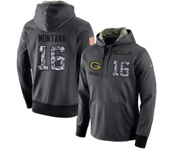 NFL Men's Nike San Francisco 49ers #16 Joe Montana Stitched Black Anthracite Salute to Service Player Performance Hoodie