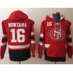 Nike San Francisco 49ers #16 Joe Montana Red Black Name & Number Pullover NFL Hoodie