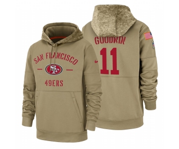 San Francisco 49ers #11 Marquise Goodwin Nike Tan 2019 Salute To Service Name & Number Sideline Therma Pullover Hoodie