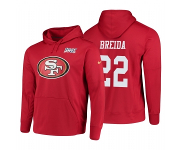 San Francisco 49ers #22 Matt Breida Nike NFL 100 Primary Logo Circuit Name & Number Pullover Hoodie Scarlet