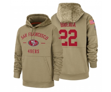 San Francisco 49ers #22 Matt Breida Nike Tan 2019 Salute To Service Name & Number Sideline Therma Pullover Hoodie