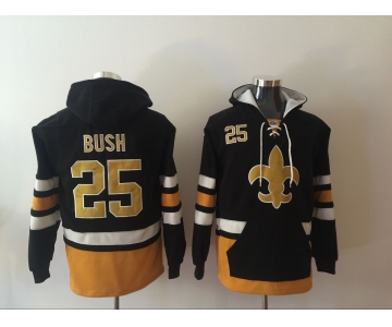 Men's New Orleans Saints #25 Reggie Bush NEW Black Pocket Stitched NFL Pullover Hoodie