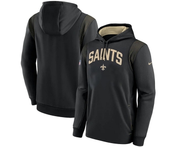 Men's New Orleans Saints Black Sideline Stack Performance Pullover Hoodie 002