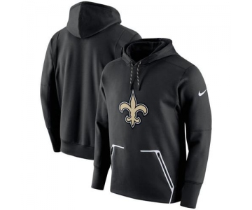 Men's New Orleans Saints Nike Black Champ Drive Vapor Speed Pullover Hoodie