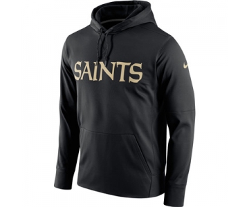 Men's New Orleans Saints Nike Black Circuit Wordmark Essential Performance Pullover Hoodie