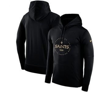 Men's New Orleans Saints Nike Black Sideline Property Of Wordmark Logo Performance Pullover Hoodie