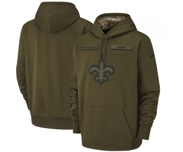 Men's New Orleans Saints Nike Olive Salute to Service Sideline Therma Performance Pullover Hoodie