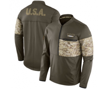 Nike New Orleans Saints Olive Salute to Service Sideline Hybrid Half-Zip Pullover Jacket